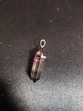 Source Unknown Fluorite Point Pendant Necklace in Purple and Green